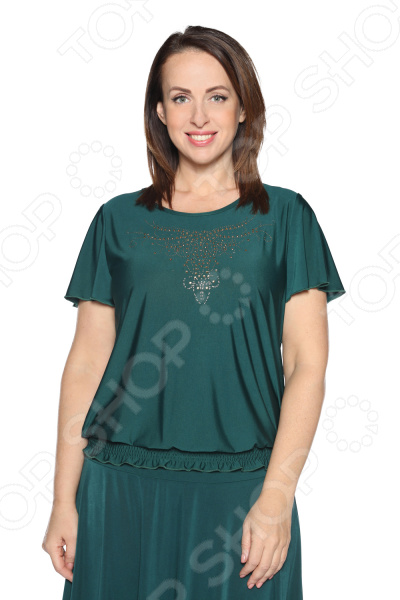 Блуза «Ослепительная» с мерцающим декором. Цвет: зеленый